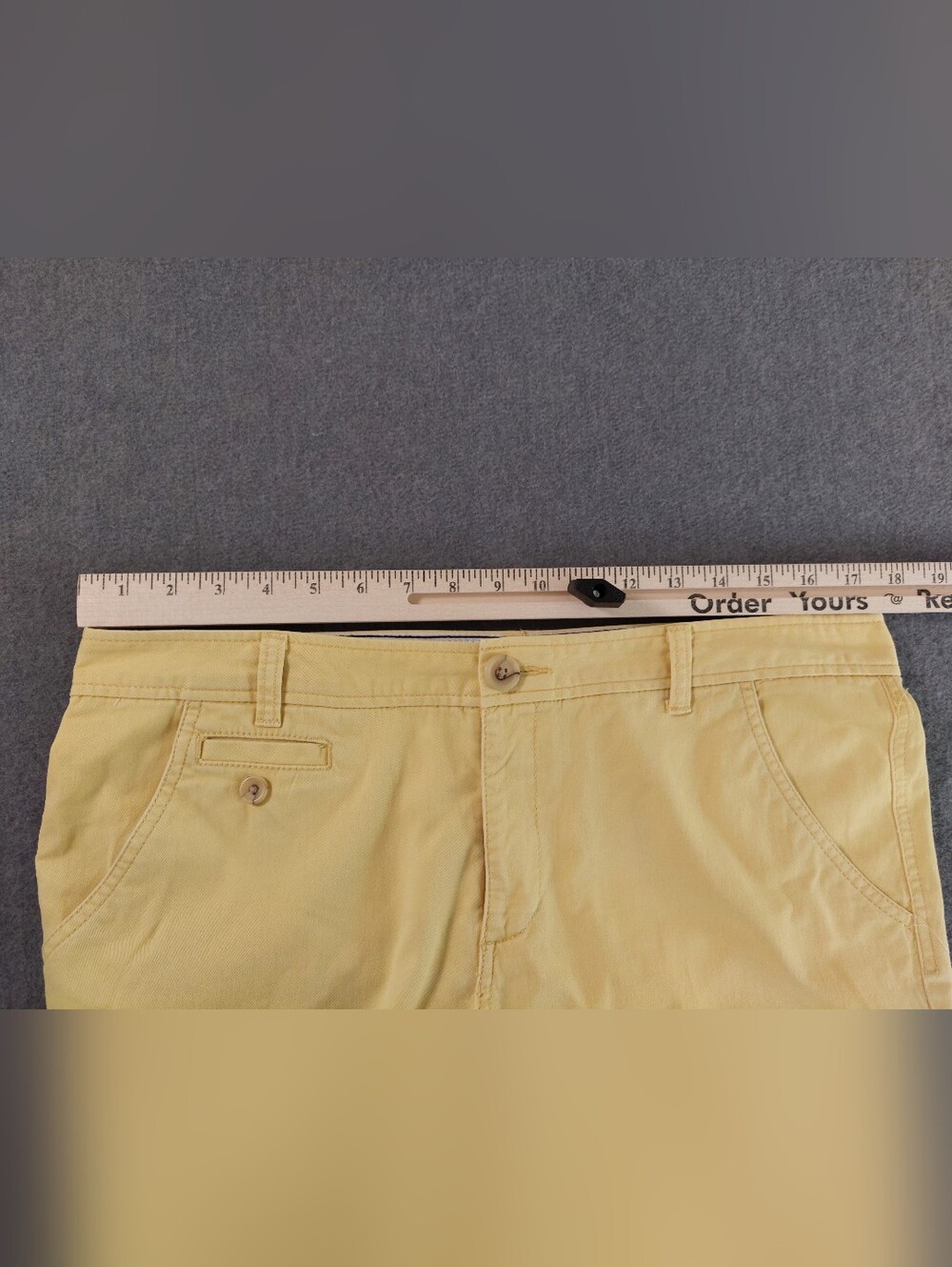 Dockers Women's Yellow Capri Crop Pants Size 12 Button Hem Pastel Chino Summer - Picture 6 of 11